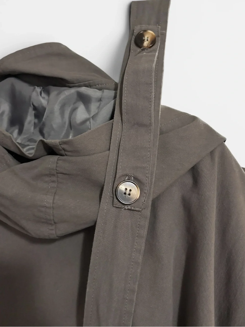 PLT - Women's Dark Oversized Taupe Trench Coat - Picture 8 of 8